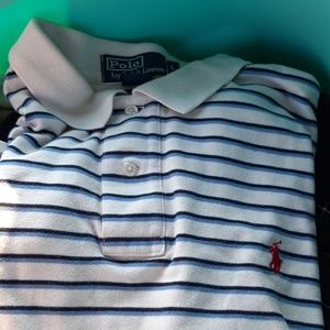 L blue and white stripped Polo